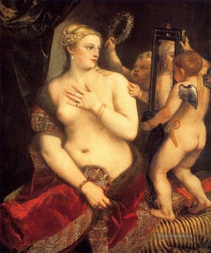 Venus vor dem Spiegel 1553 Nacktheit Tizian Ölgemälde